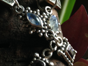 Silver labradorite and amethyst earrings