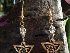 Gold Celtic Trickle with Vintage Czech Glass Earrings