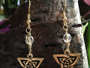 Gold Celtic Trickle with Vintage Czech Glass Earrings Gold Celtic Trickle with Vintage Czech Glass Earrings